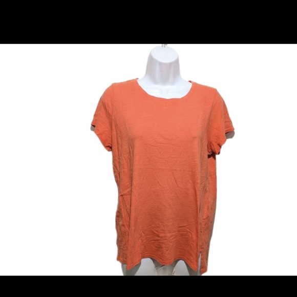 Eileen Fisher Short Sleeve Tee T Shirt XS Orange Minimalist Sustainable #585 - Picture 9 of 9